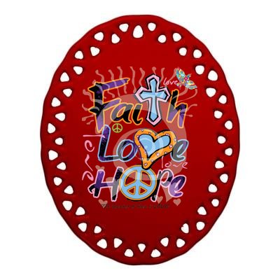 Faith Love Hope Ceramic Oval Ornament