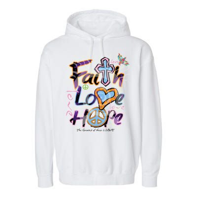 Faith Love Hope Garment-Dyed Fleece Hoodie