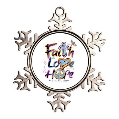 Faith Love Hope Metallic Star Ornament