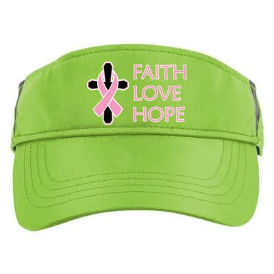 Faith Love Hope Breast Cancer Ribbon Cross Adult Drive Performance Visor