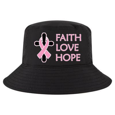 Faith Love Hope Breast Cancer Ribbon Cross Cool Comfort Performance Bucket Hat