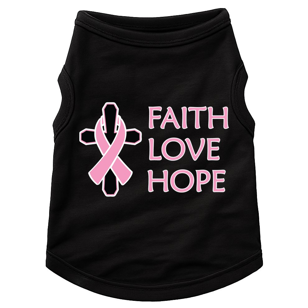Faith Love Hope Breast Cancer Ribbon Cross Doggie Tank