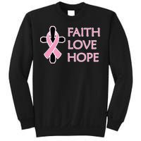 Faith Love Hope Breast Cancer Ribbon Cross Sweatshirt