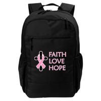 Faith Love Hope Breast Cancer Ribbon Cross Backpack