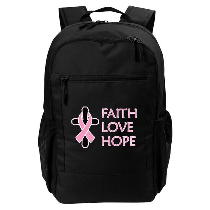 Faith Love Hope Breast Cancer Ribbon Cross Backpack