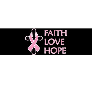 Faith Love Hope Breast Cancer Ribbon Cross Bumper Sticker