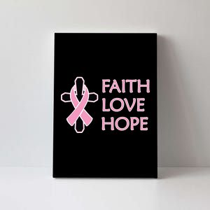 Faith Love Hope Breast Cancer Ribbon Cross Canvas