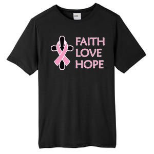 Faith Love Hope Breast Cancer Ribbon Cross Tall Fusion ChromaSoft Performance T-Shirt