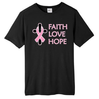 Faith Love Hope Breast Cancer Ribbon Cross Tall Fusion ChromaSoft Performance T-Shirt