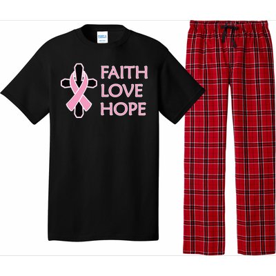 Faith Love Hope Breast Cancer Ribbon Cross Pajama Set