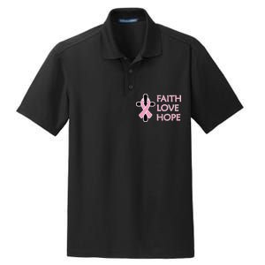 Faith Love Hope Breast Cancer Ribbon Cross Dry Zone Grid Polo