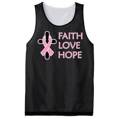 Faith Love Hope Breast Cancer Ribbon Cross Mesh Reversible Basketball Jersey Tank