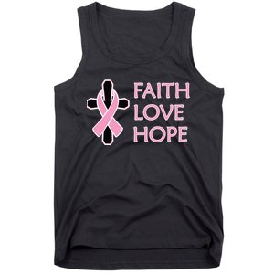 Faith Love Hope Breast Cancer Ribbon Cross Tank Top