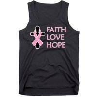 Faith Love Hope Breast Cancer Ribbon Cross Tank Top