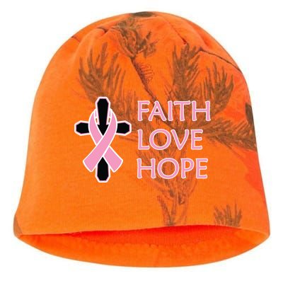 Faith Love Hope Breast Cancer Ribbon Cross Kati - Camo Knit Beanie