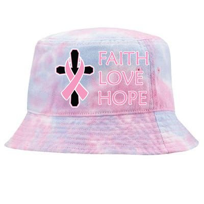 Faith Love Hope Breast Cancer Ribbon Cross Tie-Dyed Bucket Hat