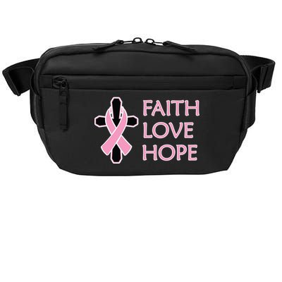 Faith Love Hope Breast Cancer Ribbon Cross Crossbody Pack