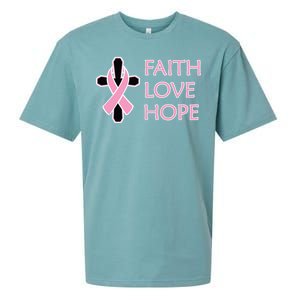 Faith Love Hope Breast Cancer Ribbon Cross Sueded Cloud Jersey T-Shirt