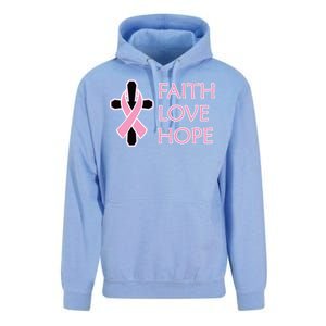 Faith Love Hope Breast Cancer Ribbon Cross Unisex Surf Hoodie