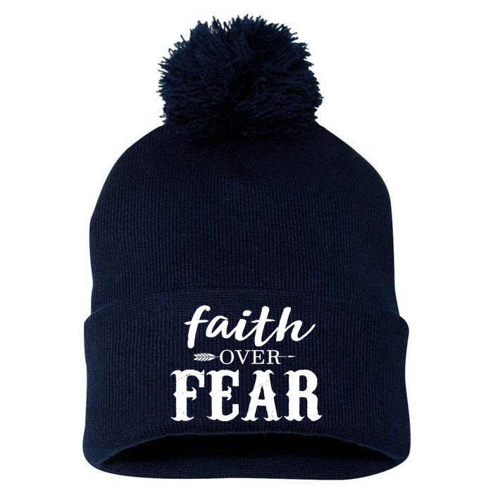 Faith Over Fear Pom Pom 12in Knit Beanie