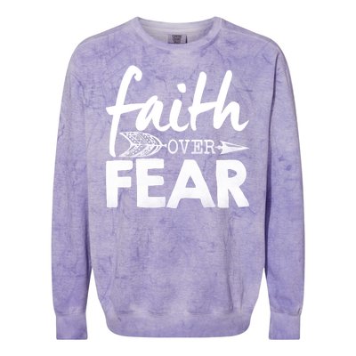 Faith Over Fear Christian Arrow Colorblast Crewneck Sweatshirt