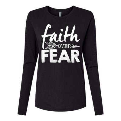 Faith Over Fear Christian Arrow Womens Cotton Relaxed Long Sleeve T-Shirt