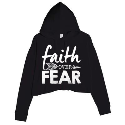 Faith Over Fear Christian Arrow Crop Fleece Hoodie