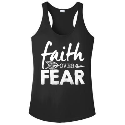 Faith Over Fear Christian Arrow Ladies PosiCharge Competitor Racerback Tank