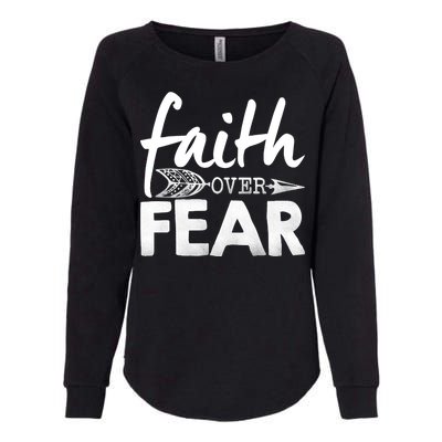 Faith Over Fear Christian Arrow Womens California Wash Sweatshirt