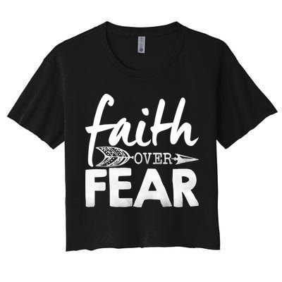 Faith Over Fear Christian Arrow Crop Top