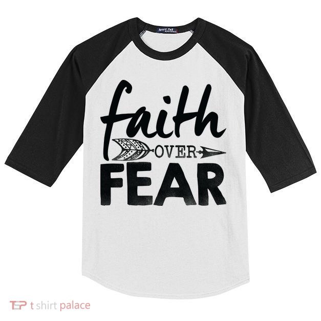 Faith Over Fear Christian Arrow Kids Colorblock Raglan Jersey