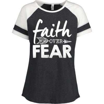 Faith Over Fear Christian Arrow Enza Ladies Jersey Colorblock Tee