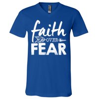 Faith Over Fear Christian Arrow V-Neck T-Shirt