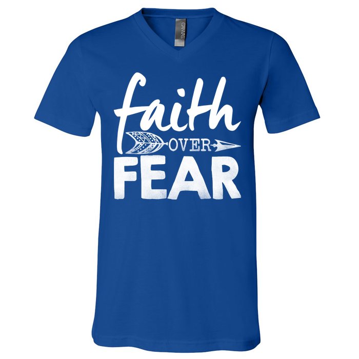 Faith Over Fear Christian Arrow V-Neck T-Shirt