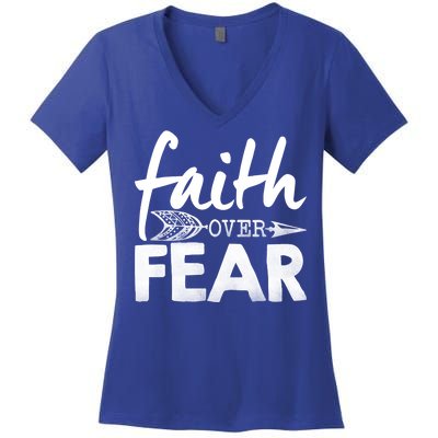 Faith Over Fear Christian Arrow Women's V-Neck T-Shirt