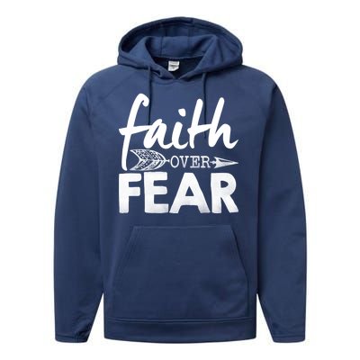 Faith Over Fear Christian Arrow Performance Fleece Hoodie