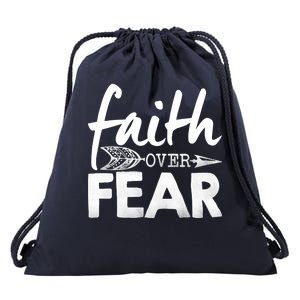 Faith Over Fear Christian Arrow Drawstring Bag