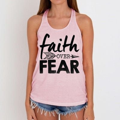 Faith Over Fear Christian Arrow Women's Knotted Racerback Tank