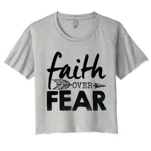 Faith Over Fear Christian Arrow Women's Crop Top Tee