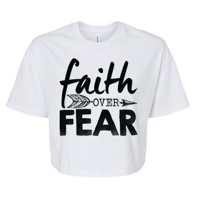 Faith Over Fear Christian Arrow Bella+Canvas Jersey Crop Tee