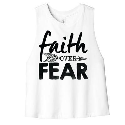 Faith Over Fear Christian Arrow Women's Racerback Cropped Tank