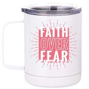 Faith Over Fear Cute Christian Quote  12 oz Stainless Steel Tumbler Cup