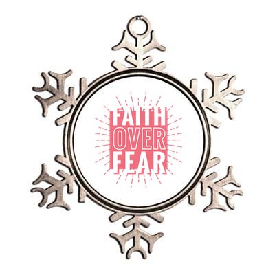 Faith Over Fear Cute Christian Quote  Metallic Star Ornament