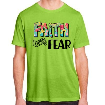 Faith Over Fear Flower Pattern Adult ChromaSoft Performance T-Shirt