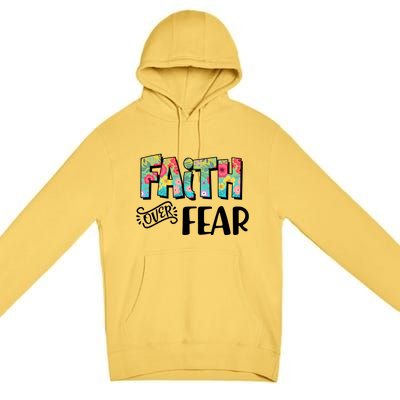 Faith Over Fear Flower Pattern Premium Pullover Hoodie