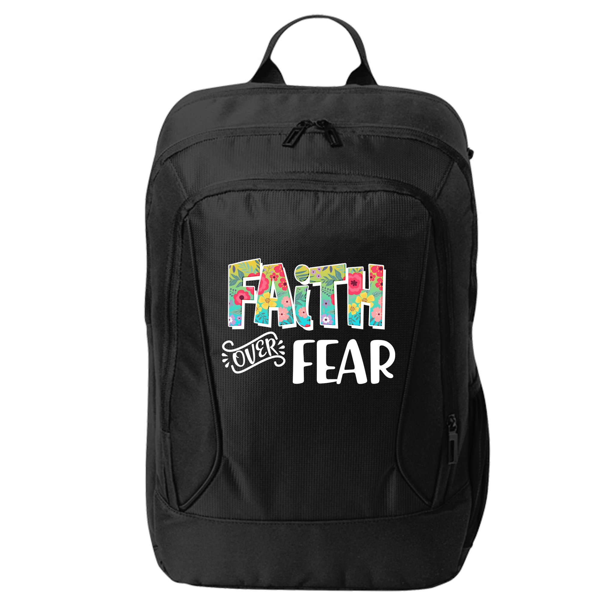 Faith Over Fear Flower Pattern City Backpack