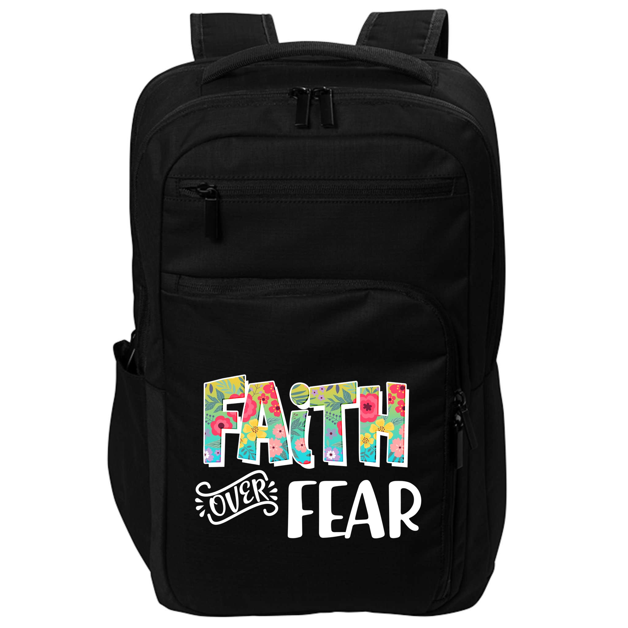 Faith Over Fear Flower Pattern Impact Tech Backpack