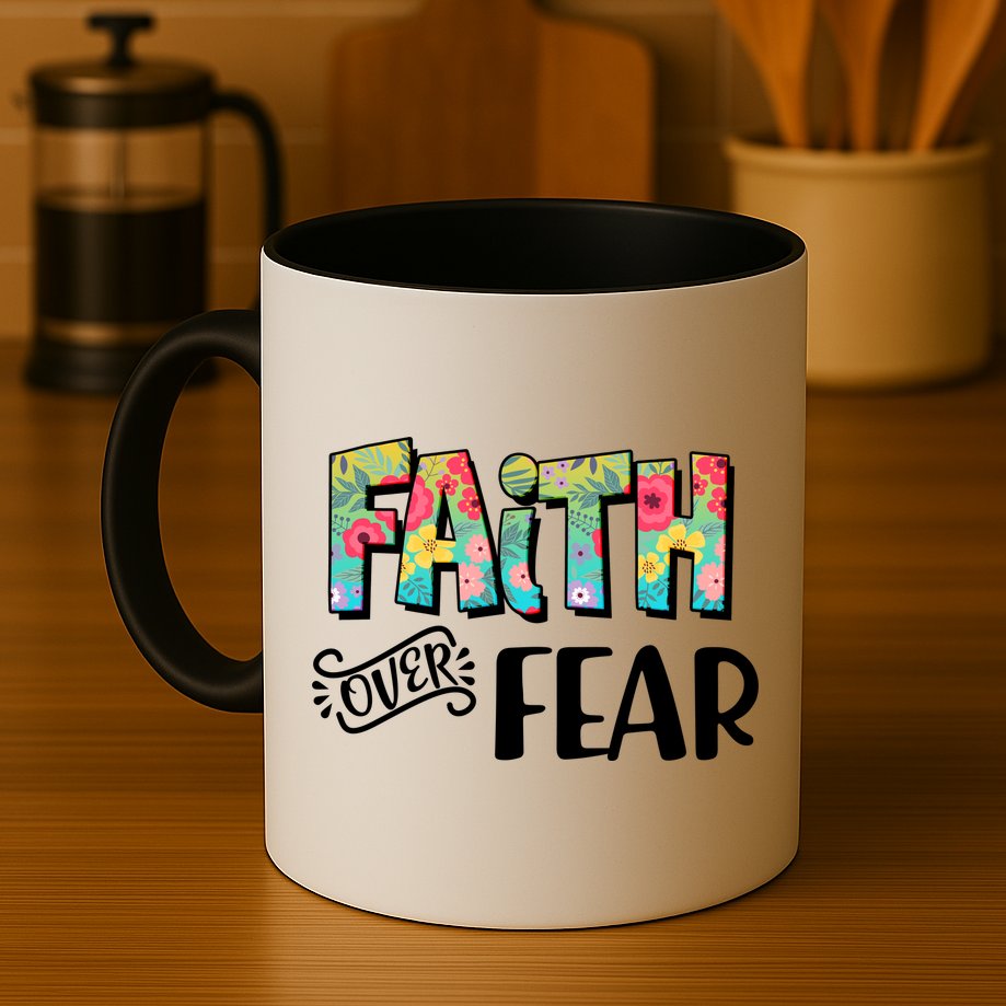 Faith Over Fear Flower Pattern Mug