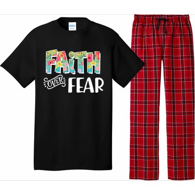 Faith Over Fear Flower Pattern Pajama Set