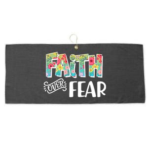 Faith Over Fear Flower Pattern Large Microfiber Waffle Golf Towel